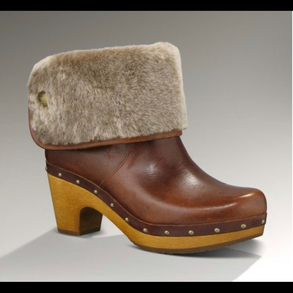 UGG~ LYNNEA II Brownstone Gry Shearling Boots~Sz 9